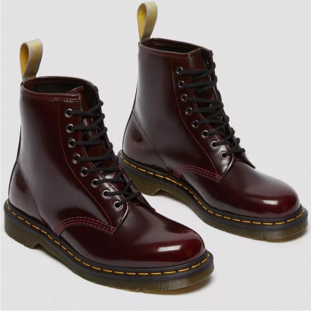 Dr. Martens Vegan 1460 Lace Up Combat Boots Cherry Red Classic Women’s Size 9